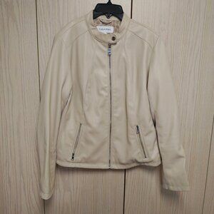 Calvin Klien Women's Large Faux-Leather Zip-Front Moto Jacket cw390164